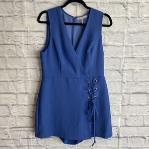 BCBGeneration  NWT Grommet Lace Up Romper Clean Girl Sophisticated Size 12